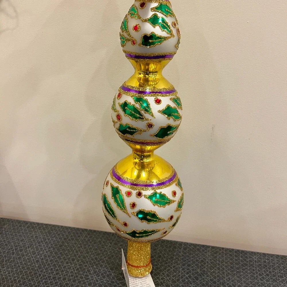 Christopher Radko Retired‎ Vintage Extremely Rare HOLLY RIBBONS FINIAL 1993